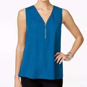 INC Blue Zipper Muti-Media Tank